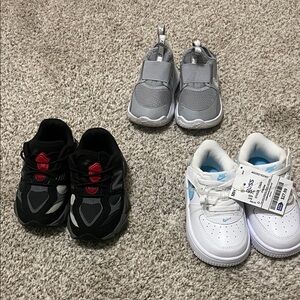Nike White & Light Blue;gray & white slip ons; 
New Balance 9060 black & gray.